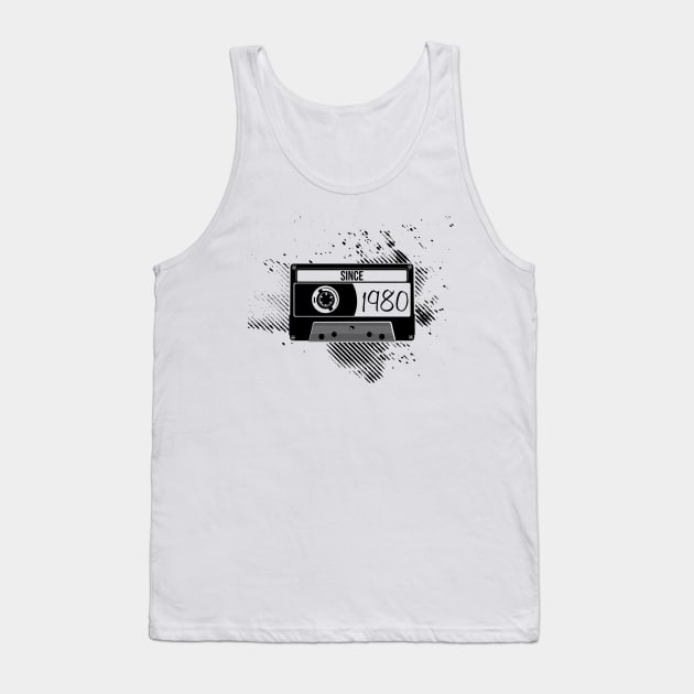 1980s Vintage, 80s Black Cassette Tank Top by Degiab